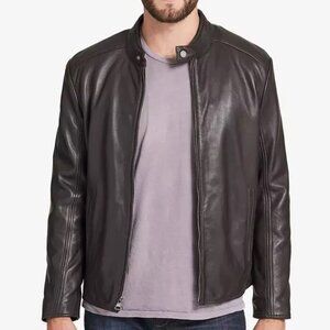 New Marc New York Men's Leather Moto Jacket, - Espresso